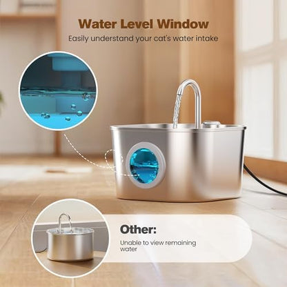 Cat Water Fountain Stainless Steel: Pet Fountains for Cats/Dog Indoor 74oz - Image 4