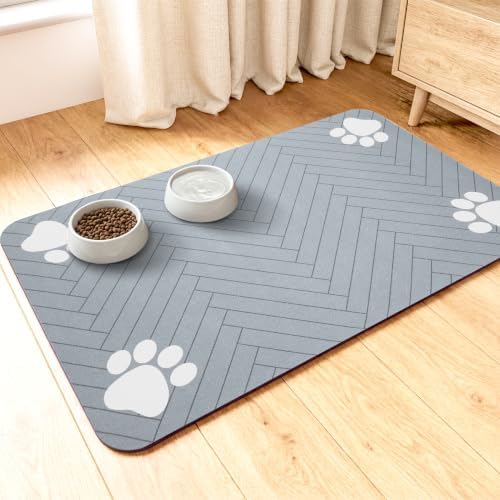 Dog Cat Food Mat, Absorbent Pet Feeding Mat for Food and Water Bowl by Unknown