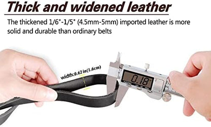 LWBMG Double Handle Leather Dog Leash 6 Foot - Heavy Duty Dog Leash with Traffic Handle - Braided Leather Lead for Small Medium Large Dogs - Image 3