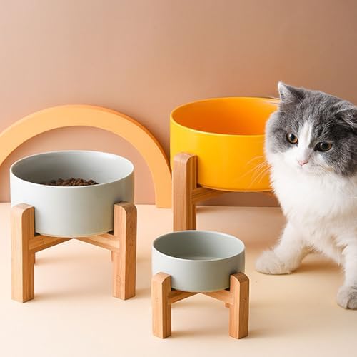 Petygooing 28 OZ Grey Elevated/Raised Ceramic Dog Bowl for Small and Medium Breeds, Dog Food Water Dish with Stand,Pet Feeding Bowl with Anti Slip Rubber for Cats Small and Medium Dogs (3.6 Cups) - Image 5
