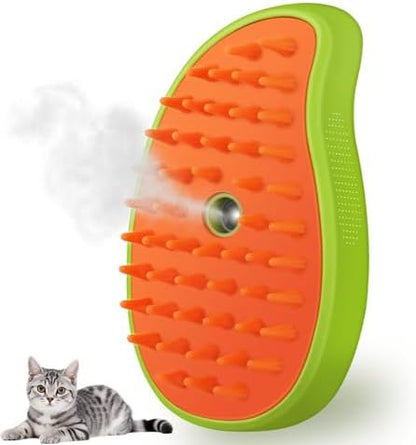 Cat Steam Brush, 3 In 1 Steamy Pet Brush, Silicone Massage Dog Hair Remover Comb, Spray Mist Grooming for Indoor Kittens (Mango Green) by Unknown