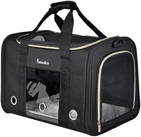 Petmolico Cat Carrier Soft-Sided Airline Approved, Medium,Black by Petmolico