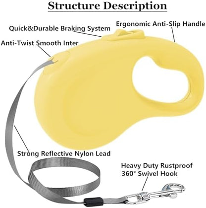 Retractable Dog Leash for Small Medium Dogs, 16Ft/5M, Yellow - Image 3