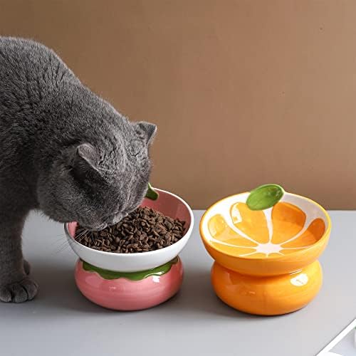 Ceramic Raised Cat Bowl, Pink, Strawberry Shaped - Image 5
