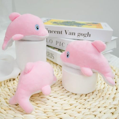 Dog Hide and Seek Toys Puppy Chew Squeaky Toys Plush Mushroom&Bamboo&Shell Hideout Stuffing with Squeakers Animals (3Pcs Squeaky Dolphin Pink) - Image 5