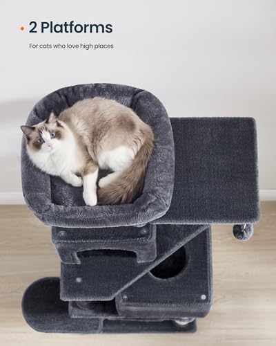 SONGMICS HOME Cat Tree for Indoor Cats, Multi-Level Cat Tower with Sisal Scratching Posts, Hammock and Condo, Dark Gray - Image 4