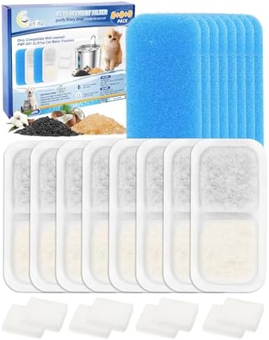Cat Water Fountain Filter Compatible with oneisall PWF-001 2L/67oz, Cat Fountain Filters Replacement Fit for oneisall, Multilayer Filters System 8+8+8 Pack by Cunina