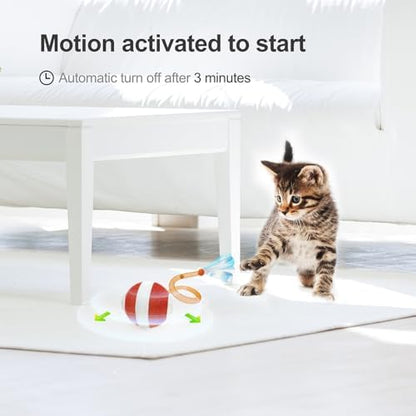 Jkanti Interactive Cat Toys for Indoor Cats,The 3rd Generation Agile Moving Cat Ball with Elastic Mesh Tail,Automatic Kitten Toys for Bored Indoor Cats,Motion Activated (Orange) - Image 5