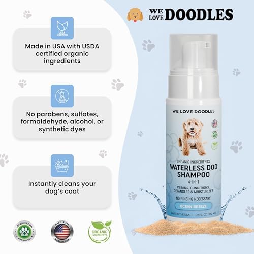 Waterless Dog Shampoo, No-Rinse Foam, Dry Shampoo for Dogs, Ocean Breeze 7.1OZ - Image 2