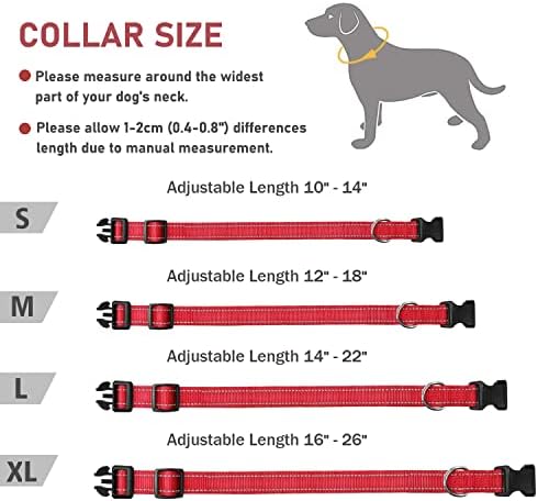 Reflective Dog Collar with Buckle Adjustable Safety Nylon Collars for Small Medium Large Dogs, Red XL - Image 5