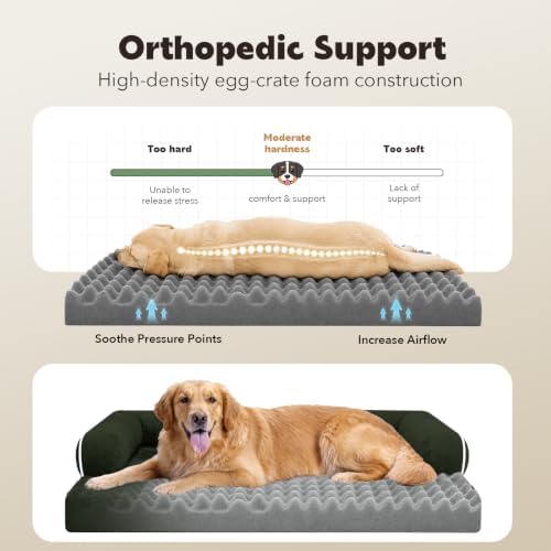 MEKIY Orthopedic Washable Dog Bed with Bolster for Medium to Large Dogs - Image 3
