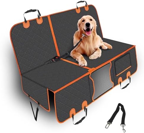 PetJoy Dog Car Seat Cover with Hammock Design – 600D Heavy Duty Waterproof & Scratch-Resistant Rear Seat Protector for Dogs, Non-Slip Back Seat Covers for Cars, Trucks, SUVs by PetJoy