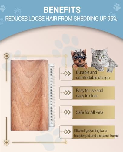 Dog Brush for Shedding | Pet pro Grooming Tool, Cat Grooming Supplies, Deshedding Dog Brush | Combs for Daily Cleaning and Grooming of Pet Hair (4.3 Inch (M)) - Image 5