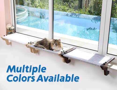 Zakkart Easy Seat Cat Perch for Windowsill (Natural Wood/Gray, M) - Image 4