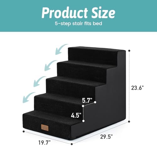 COZY KISS Dog Stairs for Small Dogs, 5 Step Pet Stairs for Beds & Couches - Image 4