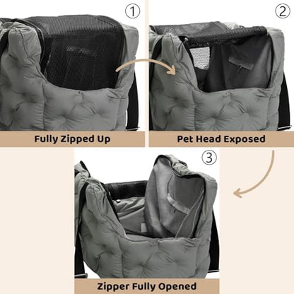 Dog Purse Carrier for Small Dog Cats, Soft Quilted Puppy Carrier Soft-Sided Carriers Bag, Luxury Stylish Small Dog Cat Travel Tote for Pets Up to 11 lbs (Grey, 15.7" L x 7.9" W x 7.1" H) - Image 4