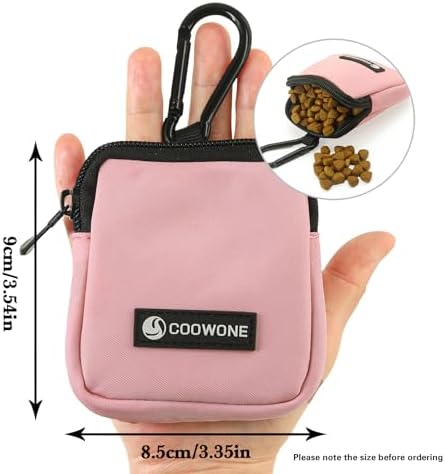 Dog Treat Pouch Pocket Sized Pet Puppy Training Pouch for Dog Training Behavior Aids, Waterproof Nylon Fabric Dog Poop Bag Holder, Hands Free Dog Walking Bag with Metal Carabiner (Pink) - Image 6