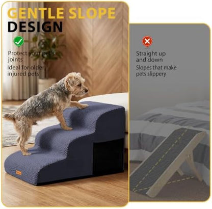 Dog Stairs for Small Dogs, 3-Step Non-Slip Foam Pet Steps for Couch Bed - Image 4