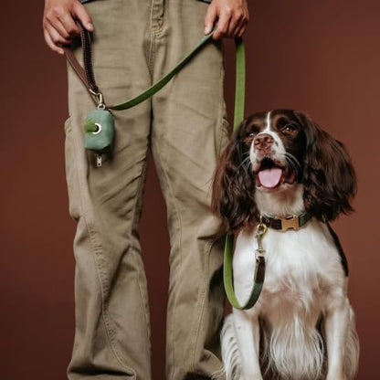 Didog PU Leather Dog Poop Bag Holder, Easy-Pull with Metal Clip, Green - Image 2