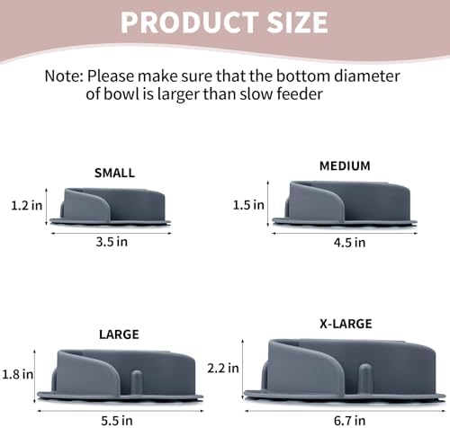 Slow Feeder Dog Bowls Insert, Bestalk Soft Silicone Slow Eating Feeder Insert with Suction Cups for Small, Medium and Large Dogs, Fit into Basic and Elevated Dog Bowls, Grey - Image 3