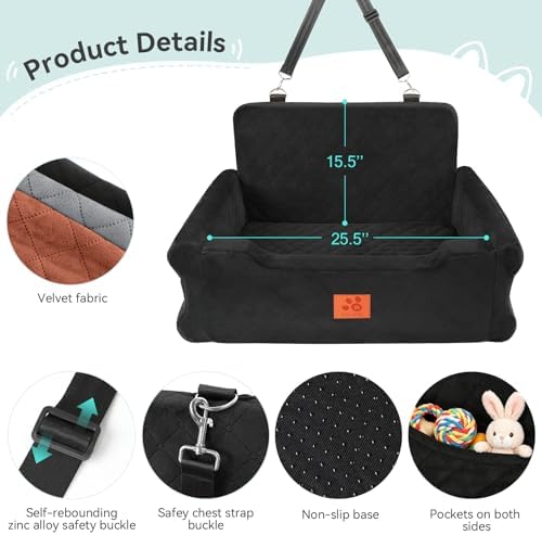 Dog Car Seat for Large/Medium Dogs Uuder 55 lbs, Memory Foam Car Dog Bed - Image 4
