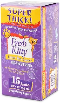 Fresh Kitty Litter Box Liners Super Thick, Durable, Easy Clean Up Jumbo Drawstring Scented Litter Pan Box Liners, Bags for Pet Cats 15 Count (Pack of 3) - Image 2