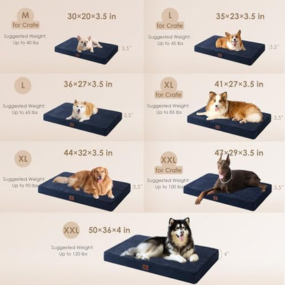 EHEYCIGA Orthopedic Dog Bed Large with Removable Washable Cover, 41IN Navy - Image 3