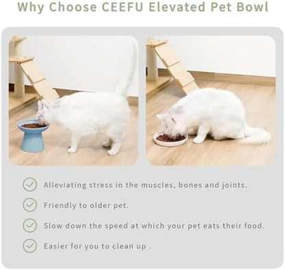 CEEFU 2-Pack Elevated Ceramic Cat Bowls Extra Wide for Food & Water - Image 4