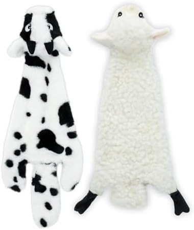 Best Pet Supplies 2-in-1 Stuffless Squeaky Dog Toy - Sheep, Cow, Medium by BestPetSuppliesLLC