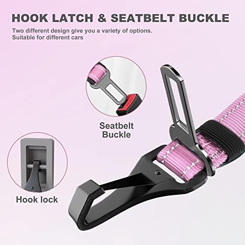 IOKHEIRA Dog Seatbelt - Adjustable Reflective Bungee Harness with Aluminum Swivel Carabiner - Image 2