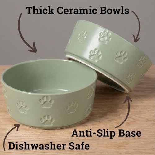 Ceramic Dog Bowl Set of 2 w/ Anti-Skid Base 6.5"W x 2.5"H, 3.8 Cup Capacity - Image 2