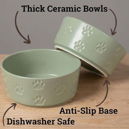 Ceramic Dog Bowl Set of 2 w/ Anti-Skid Base 6.5"W x 2.5"H, 3.8 Cup Capacity - Image 2