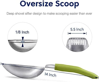 WePet Cat Litter Scoop, Aluminum Alloy Sifter, Kitty Metal Scooper, Deep Shovel, Long Handle, Poop Sifting, Kitten Pooper Lifter, Durable, Heavy Duty, for Litter Box - Image 2