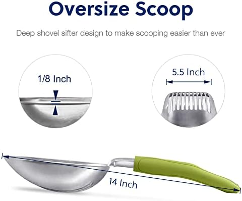 WePet Cat Litter Scoop, Aluminum Alloy Sifter, Kitty Metal Scooper, Deep Shovel, Long Handle, Poop Sifting, Kitten Pooper Lifter, Durable, Heavy Duty, for Litter Box - Image 2