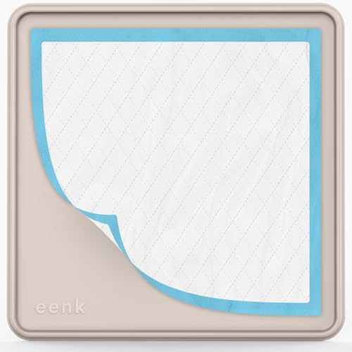 Pee Pad Tray Holder for Dogs - Fits Up to 25 x 25 in. Square Potty Training Pads No Spill Raised Lip High Edge Silicone Mat, Extra Thick and Non-Slip for Indoor Floor Protection (Large, Beige) | eenk by eenk