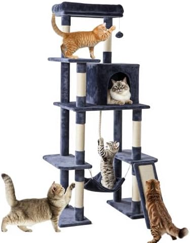 Sweetcrispy 63 Inch Cat Tree Tower with Natural Sisal Scratching Post by Sweetcrispy