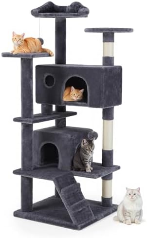 54 Inch Cat Tree Tower with Sisal Scratching Posts by Aidoly
