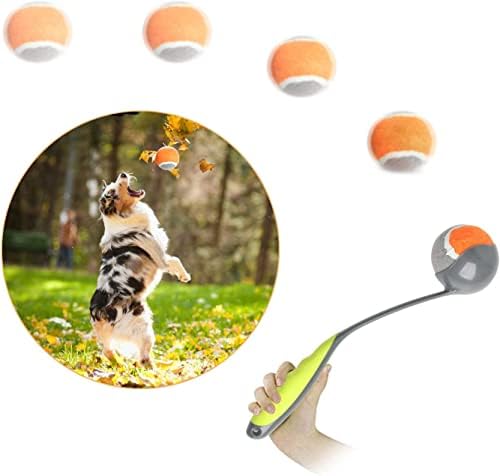 PAWISE Dog Ball Launcher for Small & Medium Dogs, 12.2" Dogs Fetch Toy with Tennis Bal, Portable Hands-Free Pick-Up Thrower for Indoor & Outdoor Play by PAWISE