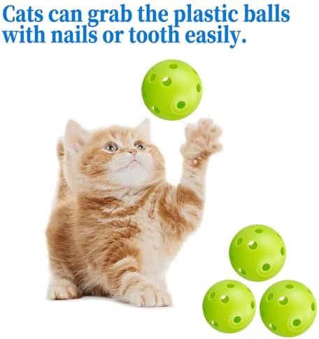 12Pcs Cat Ball Toy, Low Noise No Bells Holey Plastic Cat Balls, Funny Interactive Cats Toys for Indoor Cats, Firm Toy Balls for Kitten Puppy Ferret Bird (1.65", Green) - Image 5