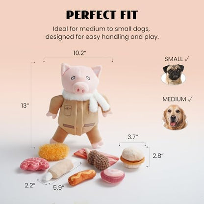 Nocciola Stuffed Pig Dog Toys: Hide and Seek Funny Squeaky Crinkle Plush Dog Chew Toys for Small Medium Breed, Cognitive Training Pet Enrichment Gifts Supplies - Image 6
