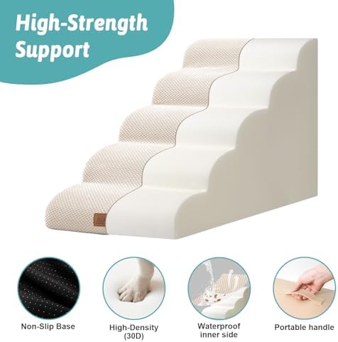 COZY KISS Extra Wide Dog Stair for Small Dog, 5 Step Pet Ramp for Bed - Image 4