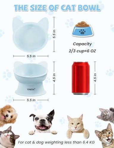 YINEYA 2 Pack Cat Food Bowls Elevated Design for Neck Comfort & Digestion - Image 4