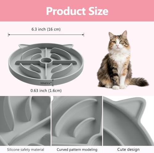 YINEYA 2 Pcs Silicone Slow Feeder Cat Bowl, Cat Slow Feeder for Food Training, Interactive Puzzle Bowls for Puppy, Kitten Dishes to Prevent Overeating, Treat Toys Suitable for Dry and Wet Food - Image 2