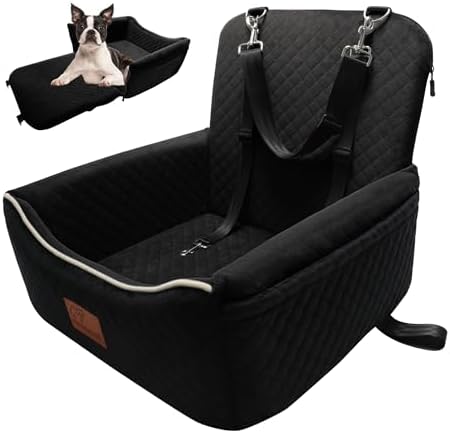 Dog Car Seat Bed 2 in 1 for Small/Medium Dogs up to 35 lbs,Adjustable Safety Leashes,Memory Foam with Soft Fabric Pets Travel Car Bed,Easily Installed in Front and Back seat,Removable and Washable. by VERGODPRODogCarSeatBed