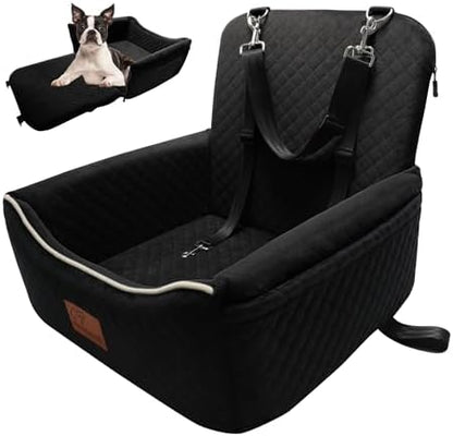 Dog Car Seat Bed 2 in 1 for Small/Medium Dogs up to 35 lbs,Adjustable Safety Leashes,Memory Foam with Soft Fabric Pets Travel Car Bed,Easily Installed in Front and Back seat,Removable and Washable. by VERGODPRODogCarSeatBed