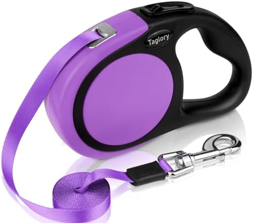 Taglory Retractable Dog Leash, One-Handed Brake, 16ft, Up to 44 lbs, Purple by Taglory