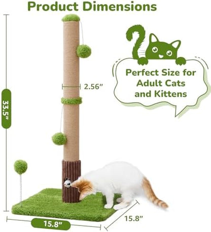 Woochpet Funny Cat Scratching Posts Sturdy Scratcher Posts 33'' Green - Image 4