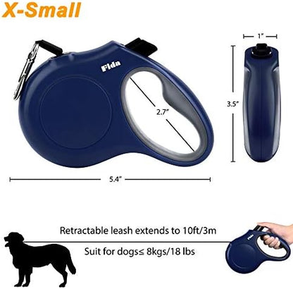 Fida Retractable Dog Leash with Dispenser and Poop Bags, 10 ft, Navy Blue - Image 6