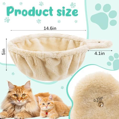 Dansydaisy 3 Pack 14.6" Large Cat Tree Hammock Basket Bed Lounger Tower Replacement Parts with 6 Pcs Hanging Elastic Strings Pom Pom Toys, Cat Tree Accessories Hammock Attachment (Beige) - Image 2