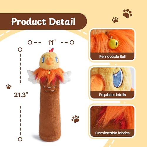 Cat Wrestling Glove, 22 inch Cat Puppet Wrestler with 3 Catnip Pouches & 3 Layer Resistant Protection, Interactive Cat Toy with Removable Bell for Boredom Relief & Mental Stimulation, Chicken - Image 2